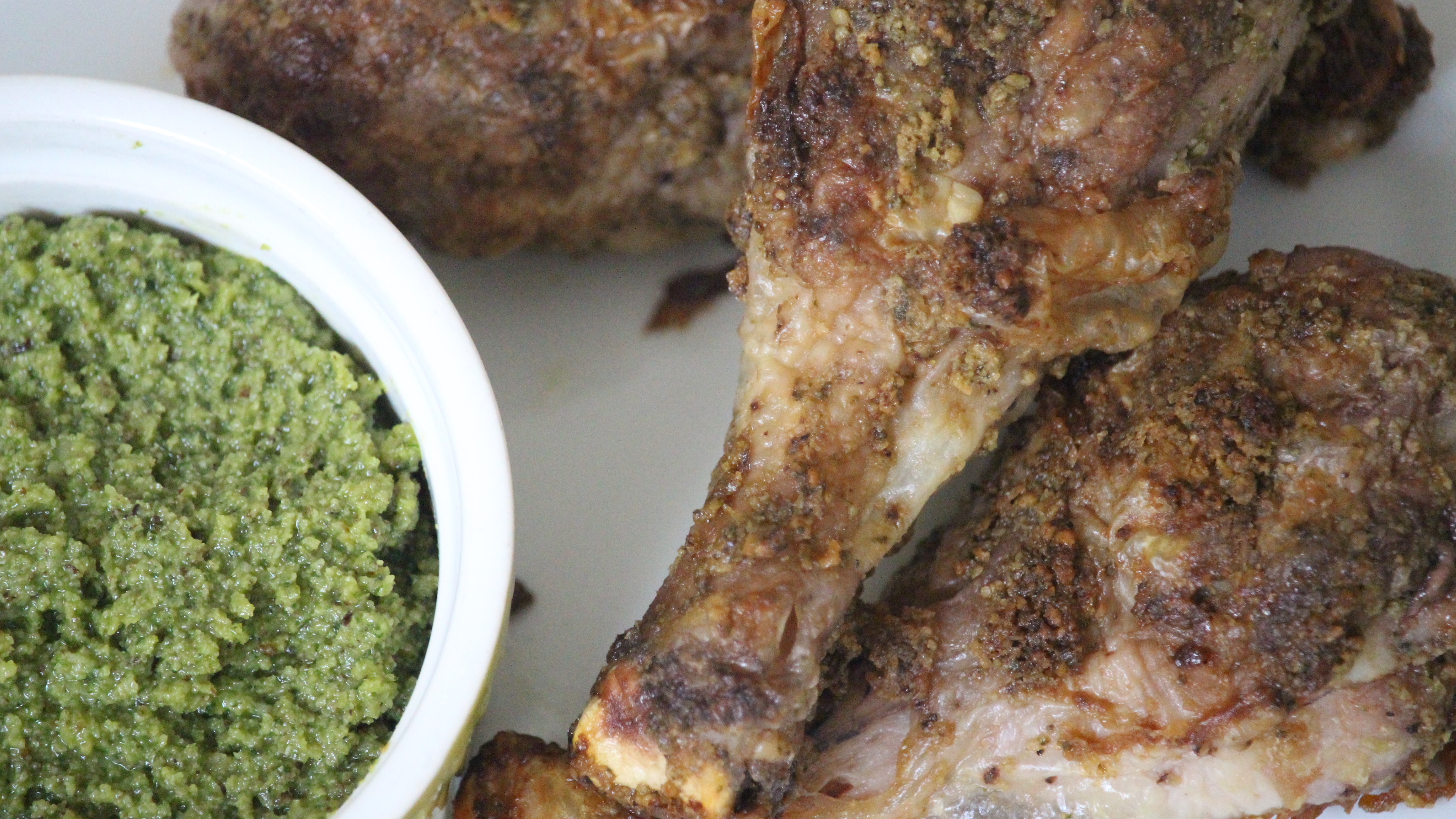 Baked Pesto Drumsticks