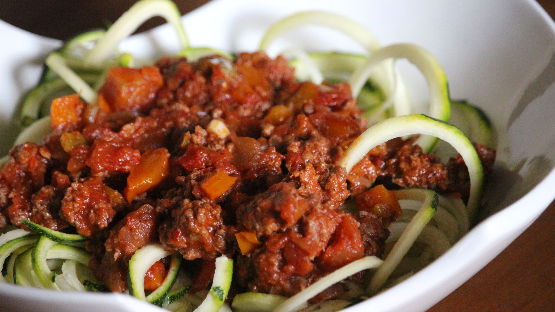 Harissa Bolognese over Zoodles