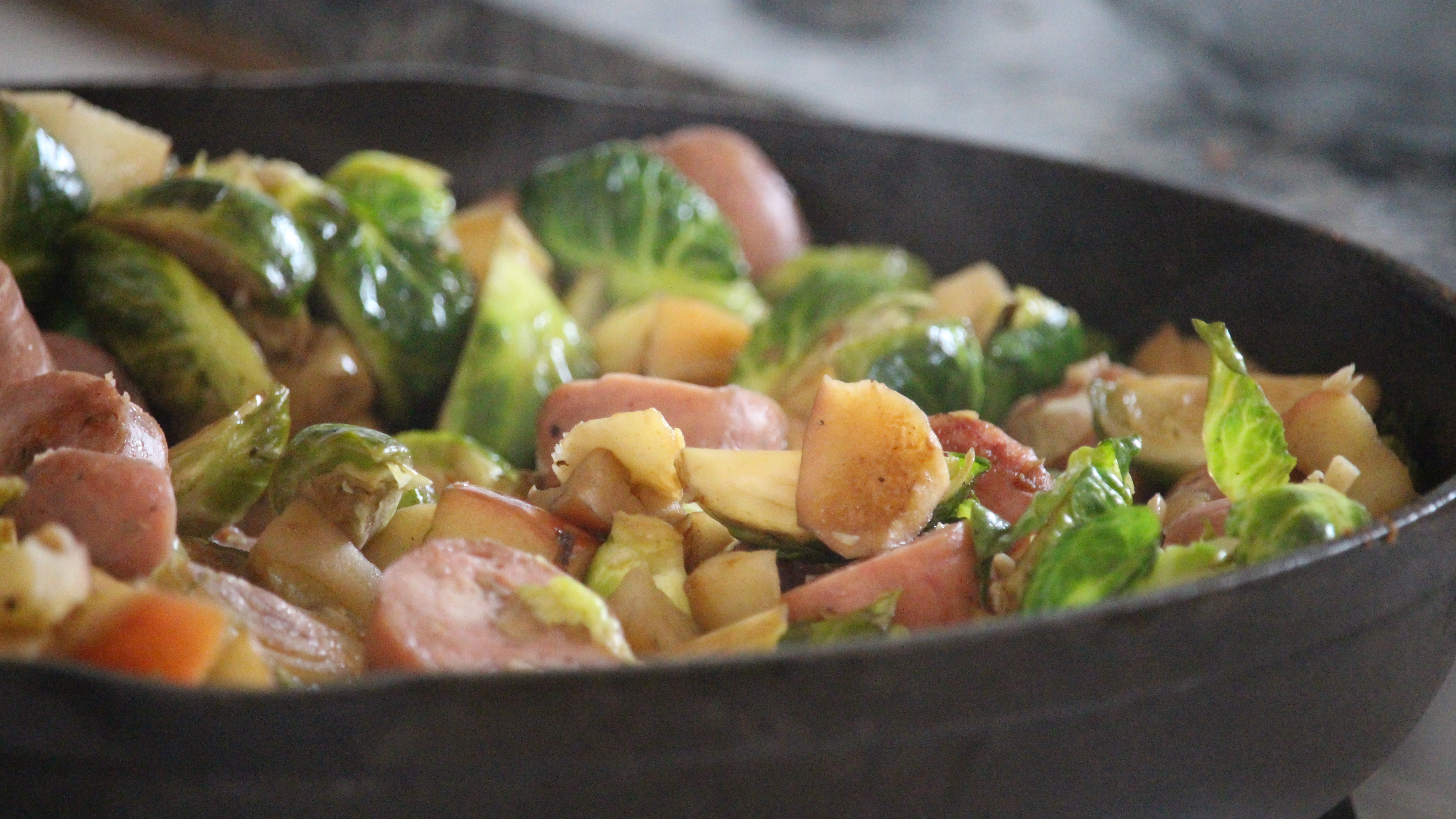 Apple Brussel Sprout Chicken Sausage Hash