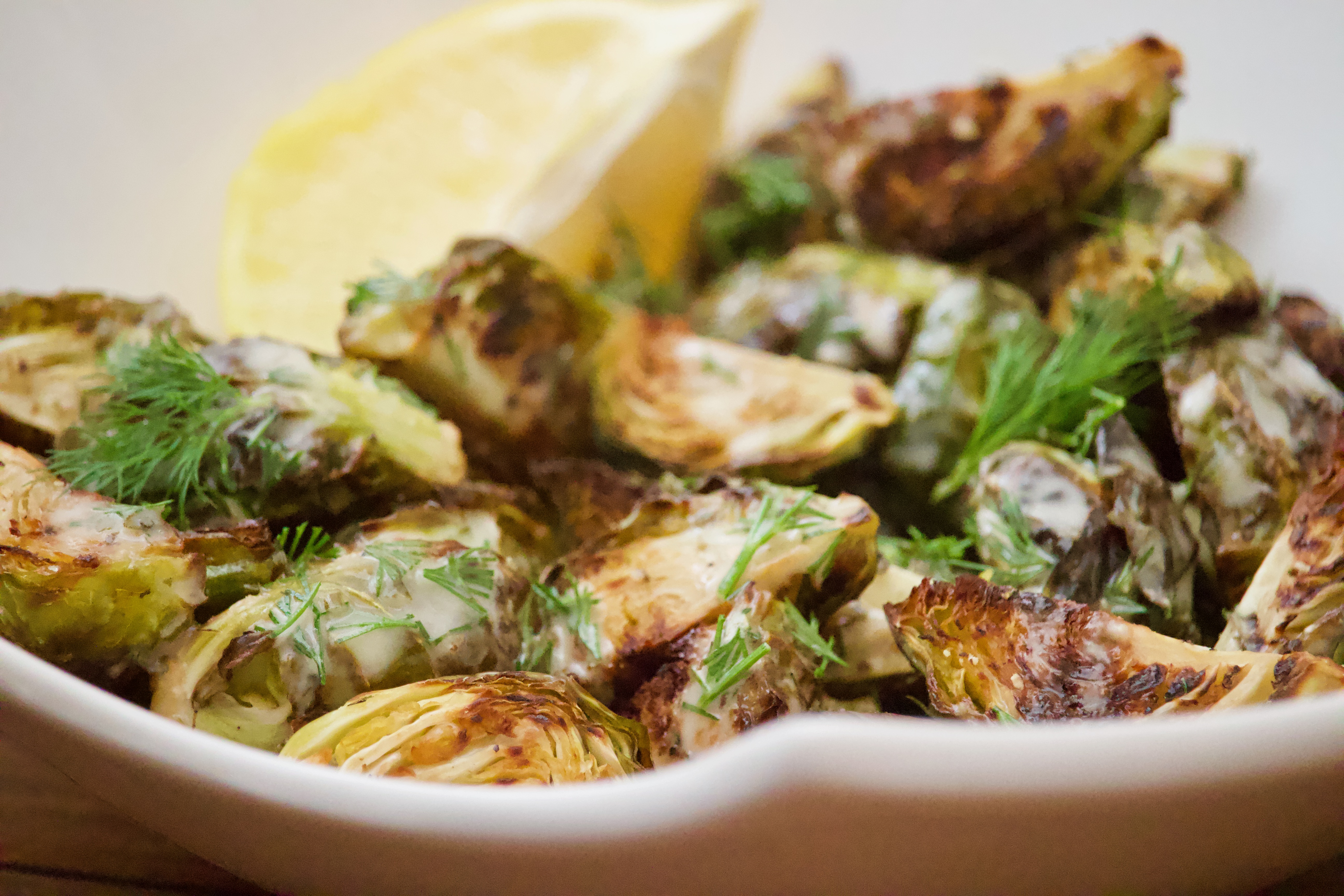 Roasted Lemon Dill Brussel Sprouts